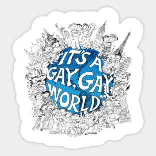 It's A Gay Gay World Vintage LGBT Retro LA Sticker